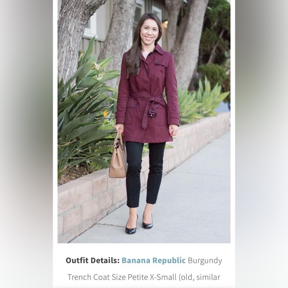 Banana republic burgundy trench coat - Picture 5 of 5